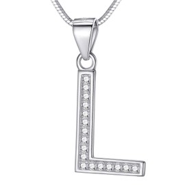 Morella Women's Letter Necklace Necklace and Pendant Letter L - 925 Sterling Silver Rhodium Plated – 45 cm Long