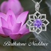 VENACOLY Lotus Necklace Birthstone Pendant Necklace Spiritual Yoga Jewellery Birthday
