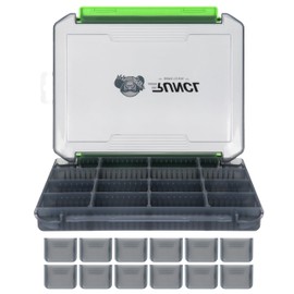 RUNCL Small Fishing Tackle Box, 3500 3600 Size Double Buckle Open Tackle Trays, Plastic Storage Parts Box with Removable Dividers for Saltwater, Freshwater, Fly Fishing, 1/2/4 Pack