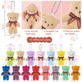 LZMDISU 15 Packs Mini Bears, 15 Colours Plush Stuffed Tiny Doll Bulk Soft Jointed Mini Stuffed Animal for Valentine's Day Gift
