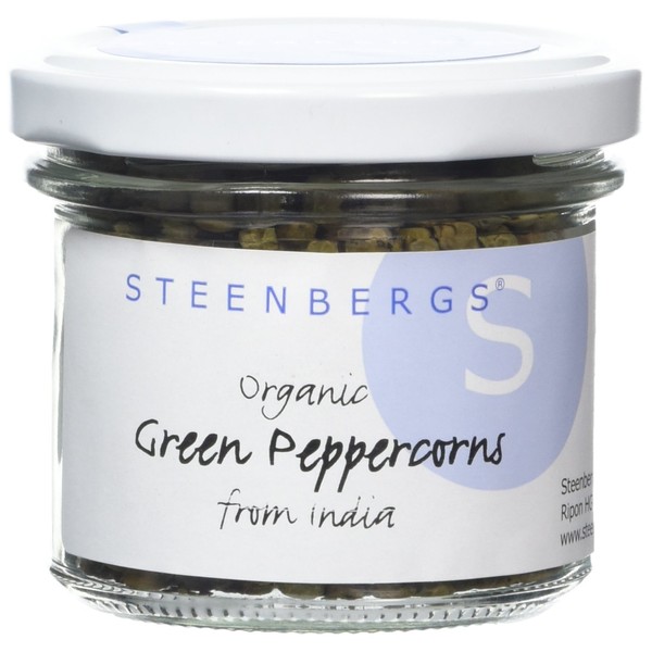 Steenbergs Organic Green Peppercorns Standard Jar - 25g (dried)