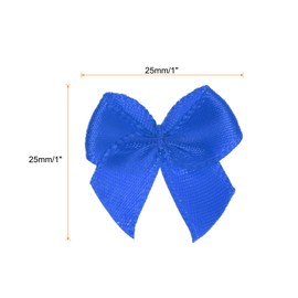 sourcing map 100Pcs Mini Ribbon Bow 1" Mini Fabric Satin Ribbon Flower Bows for Craft DIY Sewing Wedding Birthday Party Dark Blue