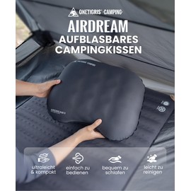 OneTigris AIRDREAM Aufblasbares Kissen Outdoor, Camping Kopfkissen Ultraleicht, Reisekissen aufblasbar klein, Luftkissen für Wandern, Reise und Auto