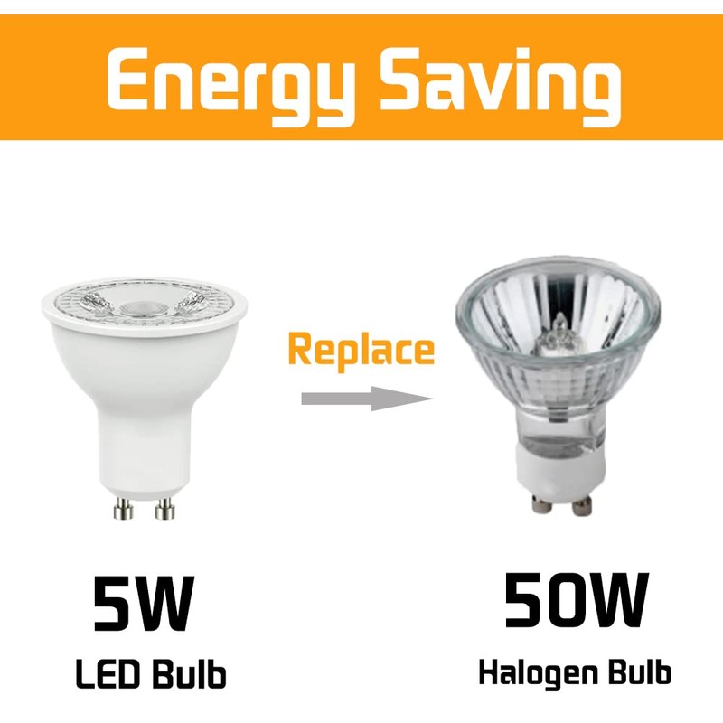 Geminilite GU10 LED Bulbs Non-Dimmable, 3000K Warm Light Replacement for