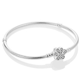 Pandach CMB061 Women's Bracelet 925 Sterling Silver, Bracelets Moments Snake Link Bracelet Valentine's Day Mother's Day Birthday Christmas Gift for Women Girlfriend Mum, 19 cm, Sterling Silver, Cubic