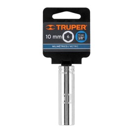 Truper D-3810-HM-L, Dado de 6 puntas, largo, cuadro 3/8" de 10mm