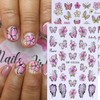 4 Sheets Flowers Butterfly Nail Art Stickers 3D Self-Adhesive Spring