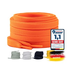LaceHype 2 Pairs of Premium Shoelaces, Flat, Tear-Resistant, 10 mm Wide, Replacement Polyester Shoelaces for Trainers, Sports Shoes (Orange, 90)