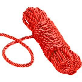 KuTi Kai All Purpose Rope 8 mm 10M - 32 Feet Length Strong Multifunctional Soft 100% Nylon Rope Natural Twisted Durable Long Ropes(Red)