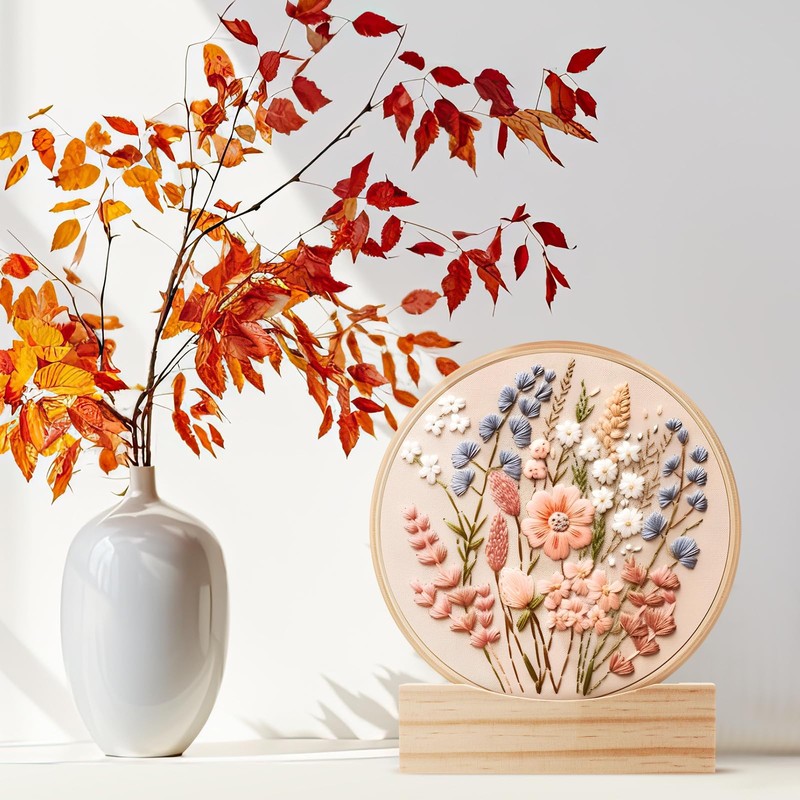 Chunful 6 Pcs Embroidery Hoop Display Stand Wooden Embroidery Frames