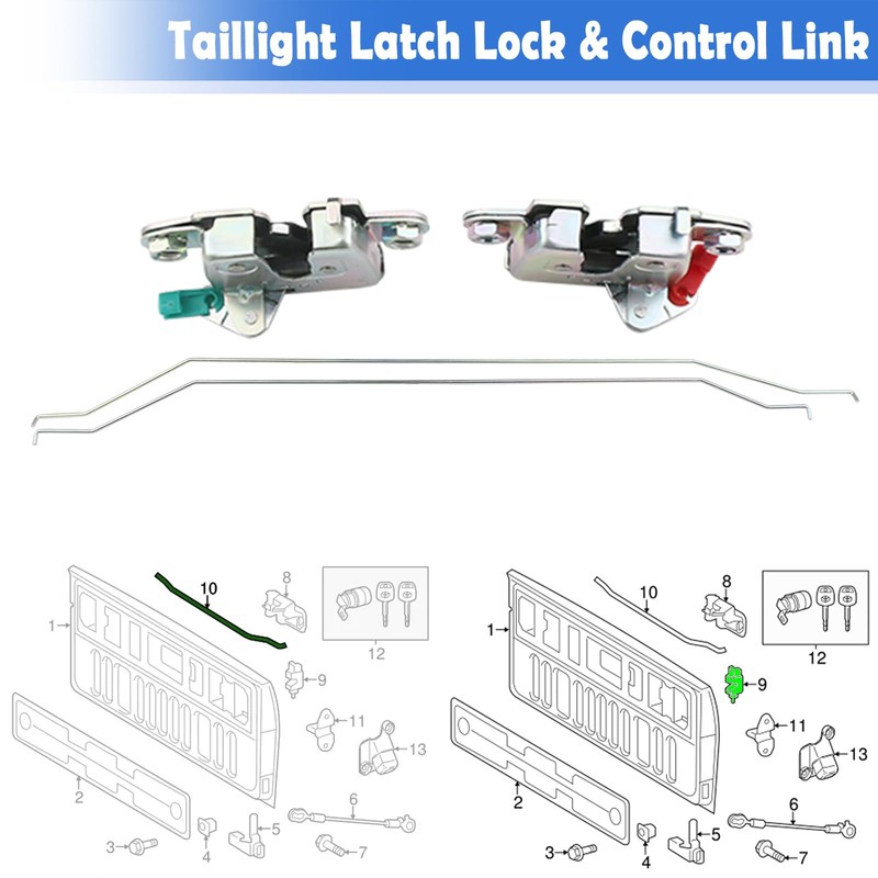 1Pair Tailgate Latch Lock with Control Link Compatible with Toyota