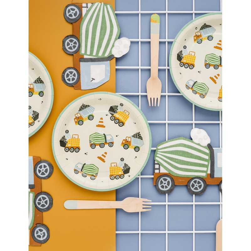 PartyDeco 20 Napkins Construction Site Concrete Mixer