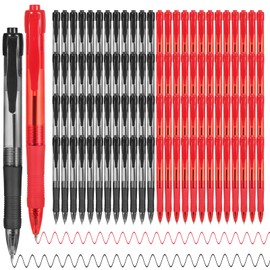 deegtran Pens Bulk, 100 Pack No Bleed Black & Red Ink Click Pens with Soft Grip, Wholesale Retractable Ballpoint Pens for Office School, Medium Point Smooth 1.0MM