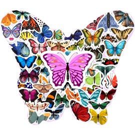 50Pcs Assorted Butterfly Stickers - Waterproof Vinyl Decals for Journals, Water Bottles, Laptops, Kindle - Versatile Decorative Stickers for Crafts & Rewards