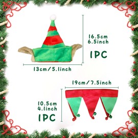 LaVenty - Gorro de Papá Noel de Navidad para perro, bufanda de elfo, disfraz para cachorro, gato, perro, fiesta, color rojo y verde, talla L