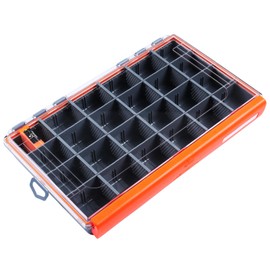Fishing Tackle Box, Waterproof Tackle Trays, Organizer with Removable Dividers, Sealed Lure Box and Terminal Tackle Storage (Orange, L)