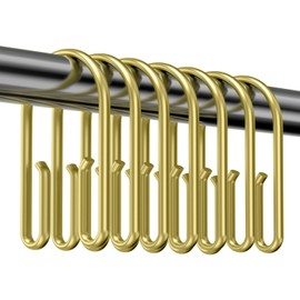 Ganchos Anillos de cortina de ducha dorados, anillos de cortina de ducha de doble cara, a prueba de óxido, 12 piezas ganchos de ducha para ducha interior, anillos de ducha dobles deslizantes suaves