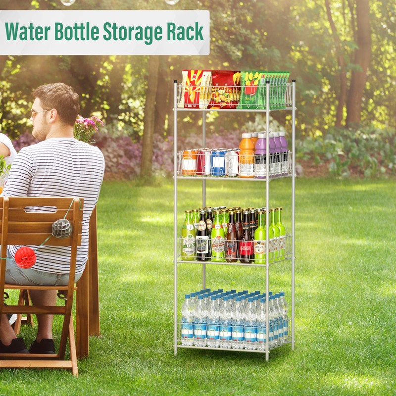 smusei 4 Tier Water Bottle Storage Rack Metal Water Bottle