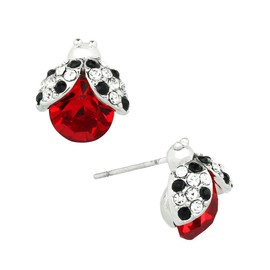 Liavy's Ladybug Fashionable Earrings - Stud - Sparkling Crystal - Unique Gift and Souvenir