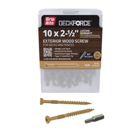 Grip-Rite GRDF212STT40 DeckForce #10 x 2-1/2" Nano Coated Wood Screws, Tan, 40 Count Box