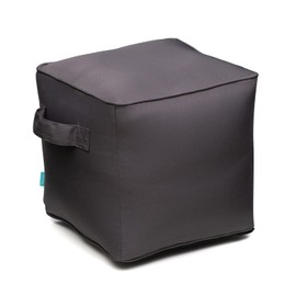 QILLOWAY Inflatable Outdoor Ottoman for Patio, Water Resistant Pouf Cube 16", Inflatable Foot Rest, Outdoor Footstool for Poolside, Garden,Camping, Dark Grey