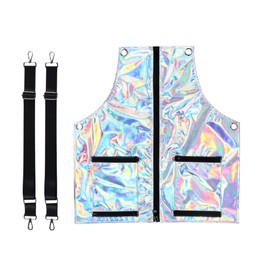 MIKI WELL Apron with Pockets - waterproof clear salon apron, zipper splice with up and down zipper pockets, laser