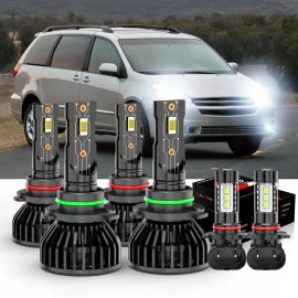 CHUSYYRAY For 2006-2009 Toyota Sienna 6000K 6pcs LED Headlight Hi/Lo+Fog Light Bulbs Kit