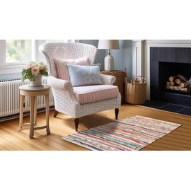 COTTON CRAFT Cotton Chindi Rag Rug - Boho Farmhouse Rustic Area Accent Throw Rug - Handwoven Reversible Natural Recycled Yarn Carpet - Living Room Kitchen Entrance Home Gift - 20 x 32 in - Multi Color