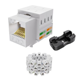 CableGeeker Cat6 RJ45 Keystone Jacks 50-Pack, 10Gbps High-Speed Ethernet Keystone Jack, 90° Punch-Down for Easy Installation, Ideal for Standard Patch Panels & Wall Plates, White