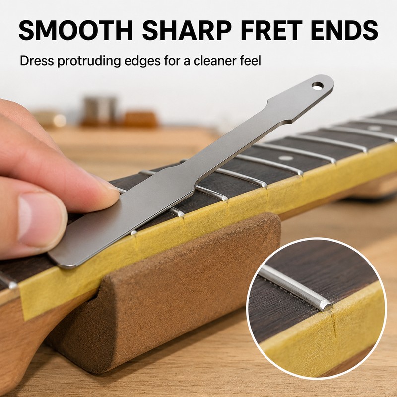Double-Sided Metal Guitar Fret File with Cleaning Brush for Fret