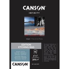 CANSON Infinity Edition ETCHING RAG, C400110599, Digital Fine Art Paper, Dimensions: 12.7 cm x 17.8 cm, 25 Sheets, 310 g/m²