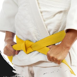 EUIOOVM Pack of 2 Judo Karate Belts Martial Arts Karate Judo Cotton Taekwondo Belts Professional Karate Aikido Belt for Children Adults Martial Arts Belt Yellow 260 cm