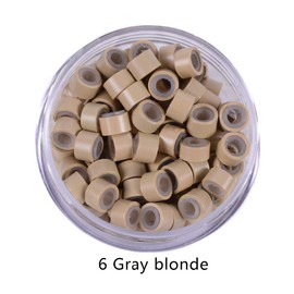 500pcs Silicone Lined Micro Links Rings Beads Hair Feather Extensions 5.0x3.0x3.0 mm Hair Beads (Gray Blonde)