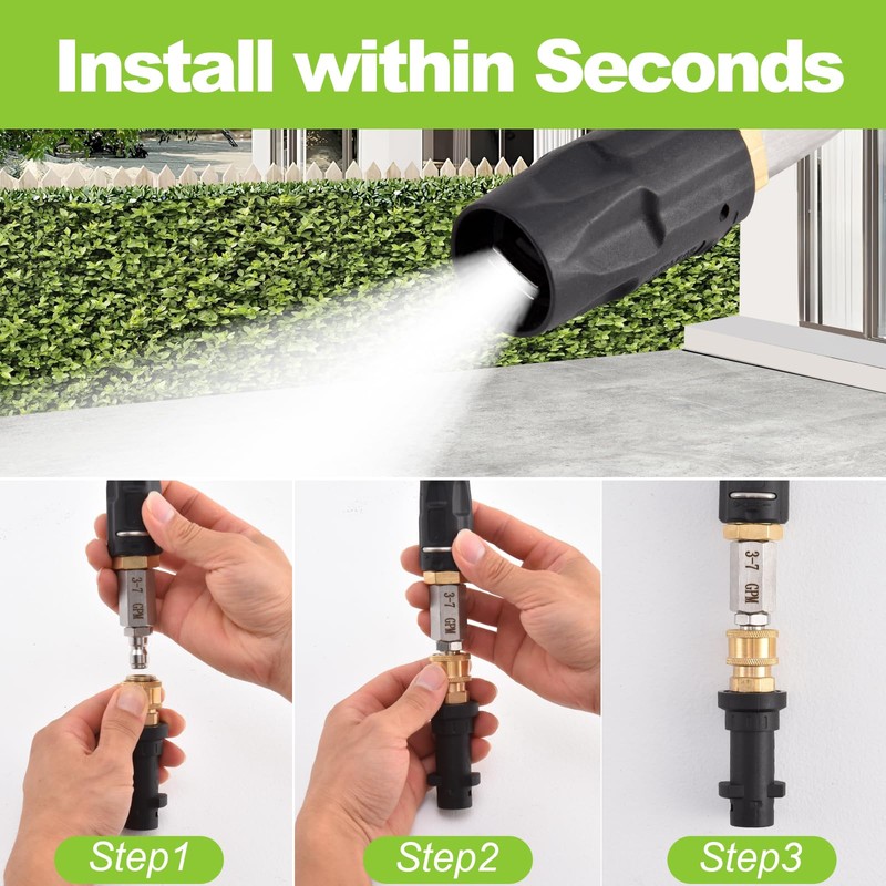 Ciunura Adjustable Downstream Soft Wash Nozzle, Shooter Tip M5 Long