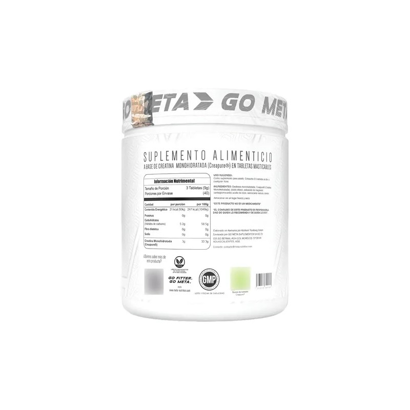 Creatina Sello Creapure Meta Nutrition 120 Chews 40 Serv Sabor