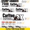 Carlton 7500 Stump Grinder Decal Set. Decals for Carlton Chippers