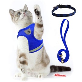 Cat Harness, Collar, For Dogs & Cats, Small Dogs, Rabbits, Soft Chest Pads, Lead, Non-Shedding, Reflective Harness, Breathable, Ultra Lightweight, Adjustable Size, Velcro Attachment, Reflective