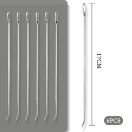 XZEIT 6 Pieces Roast Trussing Needles Butcher Meat Trussing Needle Stainless Steel Cooking Needles Poultry Trussing Needle for Securing Stuffed Turkey, Chicken, Roast and Rolled Meat Supplies