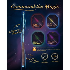 Pussan Wizard Spell Wand for Kids with Voice-Control & 5 Light Effects