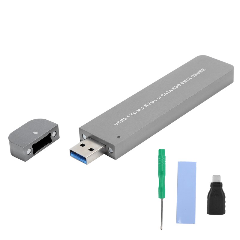 Hard Disk Box Aluminum Alloy USB3.1 to M.2 NVME/SATA SSD