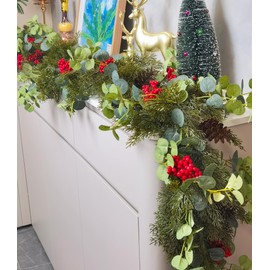 6.3FT Christmas Garlands,144 Branch Tips Cedar Garland for Decoration Christmas, Denser Cedar Garland Artificial Realistic Winter Pine Garland Indoor Outdoor Mantle Garland