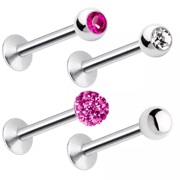 Luxe Modz 4-Pack Labret Monroe Piercing Barbell 16G Surgical Steel