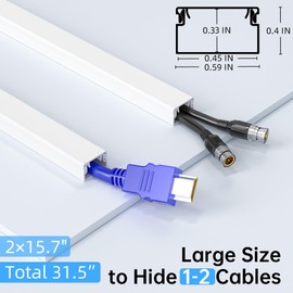 Delamu Cord Hider, 31.5in Cord Covers for Wires on Wall, Paintable Cable Hider, Easy to Use Wire Covers for Cords, Wire Hiders for TV on Wall, Cable Cover Cable Management, W0.59in H0.40in