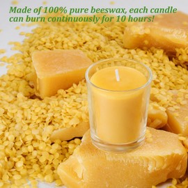 6 Pack Clear Cup Filled Beewaxs 12-Hour Beeswax Prayers Candle,Long Burn,Burn Clean and Smokeless to Dreading Church Spa Diner Holidays Party
