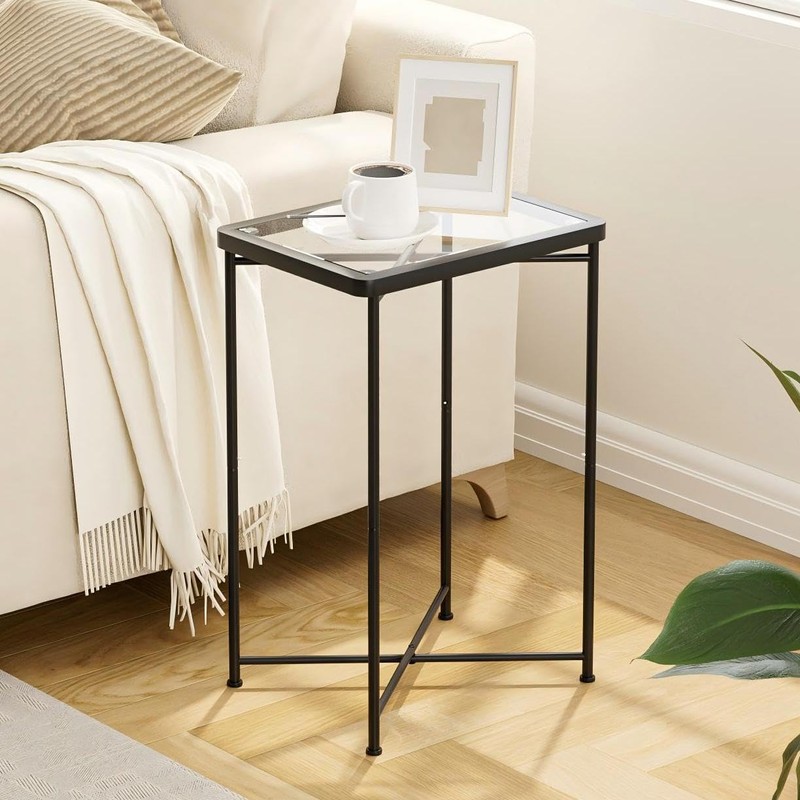 Garden 4 you Small Side Table, Glass End Table Set
