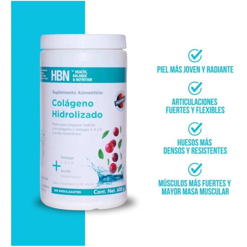 Colágeno Hidrolizado Polvo 600mg Arándano Ácido Hialuronico Arándano/ Té Verde