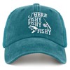 Generic Fishing Here Fishy Fishy Fishy Hat Mens Cap Cyan