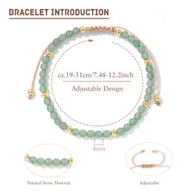 Natural Gemstone Bead Bracelets for Women, 4mm Natural Stone Bracelet Adjustable Womens Crystal Bracelets Stretch Yoga Beads Bracelet for Her Valentine's Gifts (Green Aventurine)