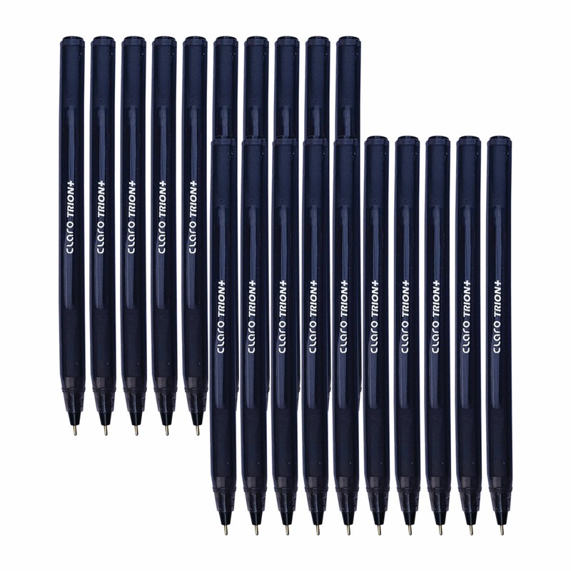 CLARO Trion+ Ballpoint Pens, BLACK, Medium Point (1.0mm), Pack of