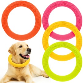 zisiueel 4 Pack Dog Toy Dog Training Ring for Outdoor Aggressive Durable Pet Chewers Fetch Toys Flying Disc Floating Puppy Ring for Large Medium Puppy Training and Teeth Cleaning(7.48 Inch)